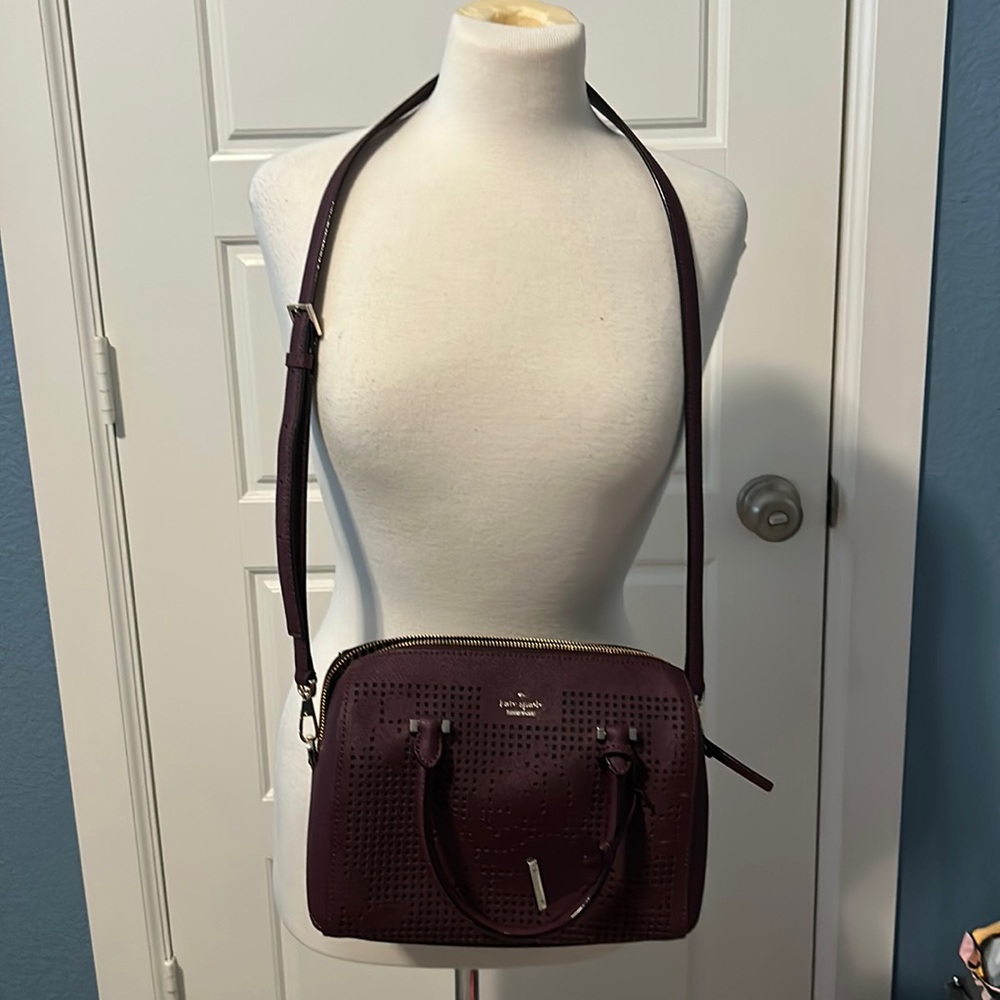 Kate Spade Maroon Needlepoint Print Crossbody
